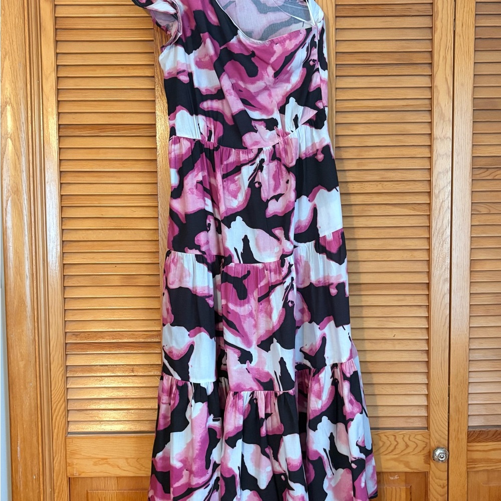 MELLODAY One Shoulder Pink and Black Dress
